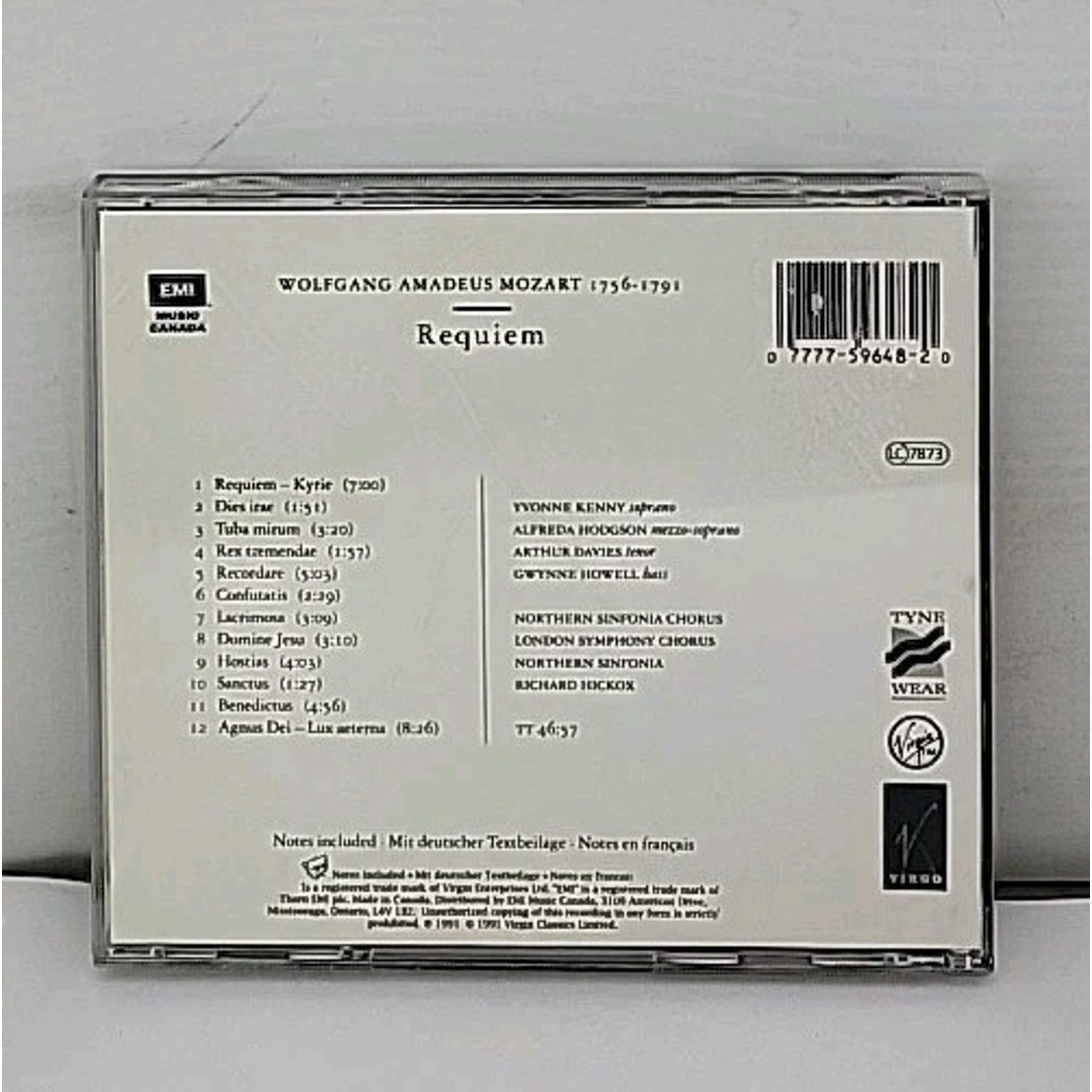 Mozart: Requiem / Hickox, Kenny, Hodgson, Davies, Howell by Yvonne Kenny (CD,...