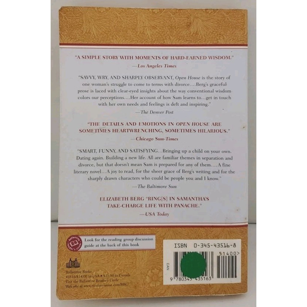 Open House : A Novel by Elizabeth Berg (2001, Trade Paperback, Reprint)