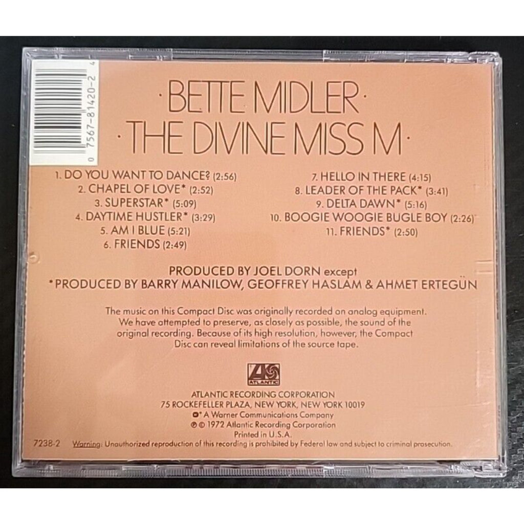 Divine Miss M by Bette Midler (CD, Nov-1987, Atlantic (Label))