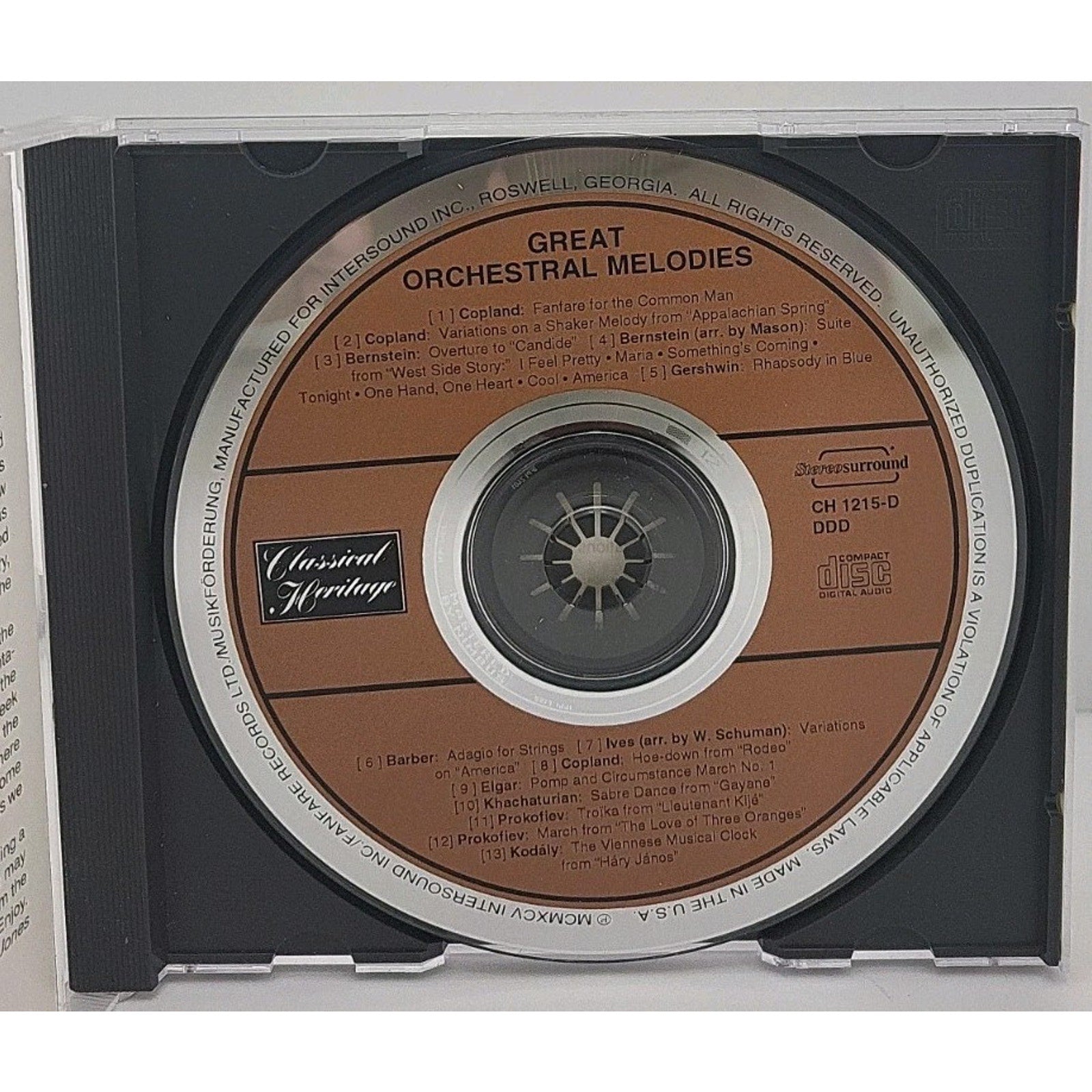 Great Orchestral Melodies CD 1995 Intersound Fanfare Pachelbel Bach Handel