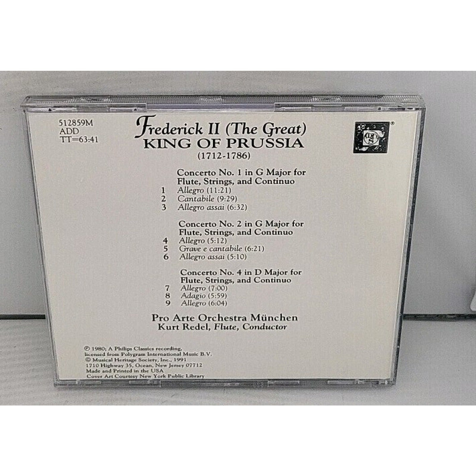 Fredrick II: Flute Concerti CD