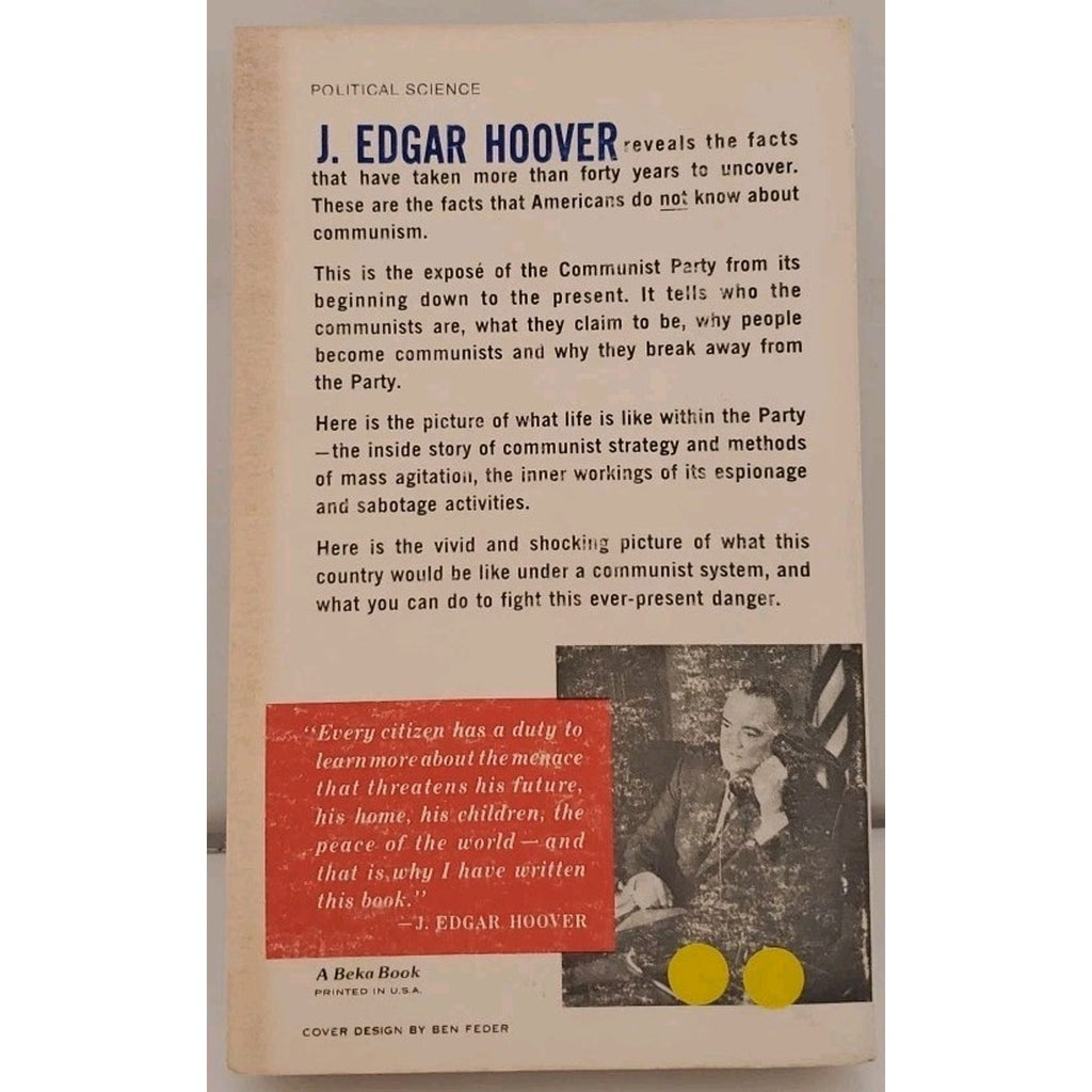 J. Edgar Hoover Masters of Deceit 1962 Edition Paperback