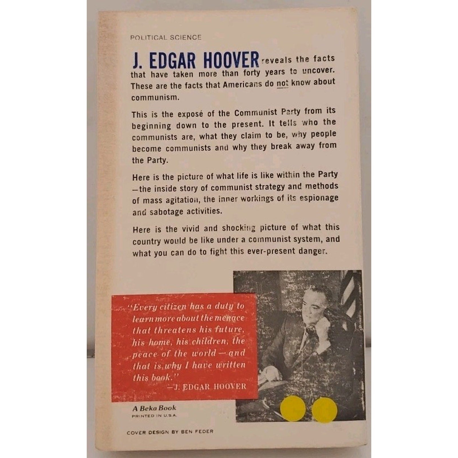 J. Edgar Hoover Masters of Deceit 1962 Edition Paperback