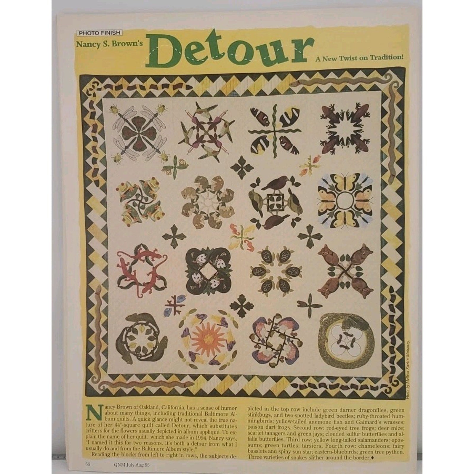 Quilters Newsletter Magazine July/August 1995 No 274