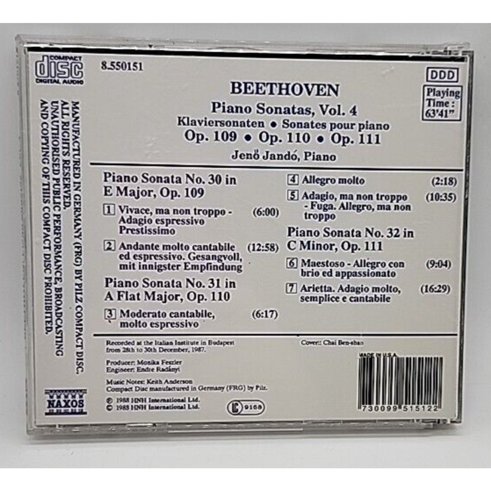 Piano Sonatas 30-32 by Beethoven / Jando (CD, 1994)