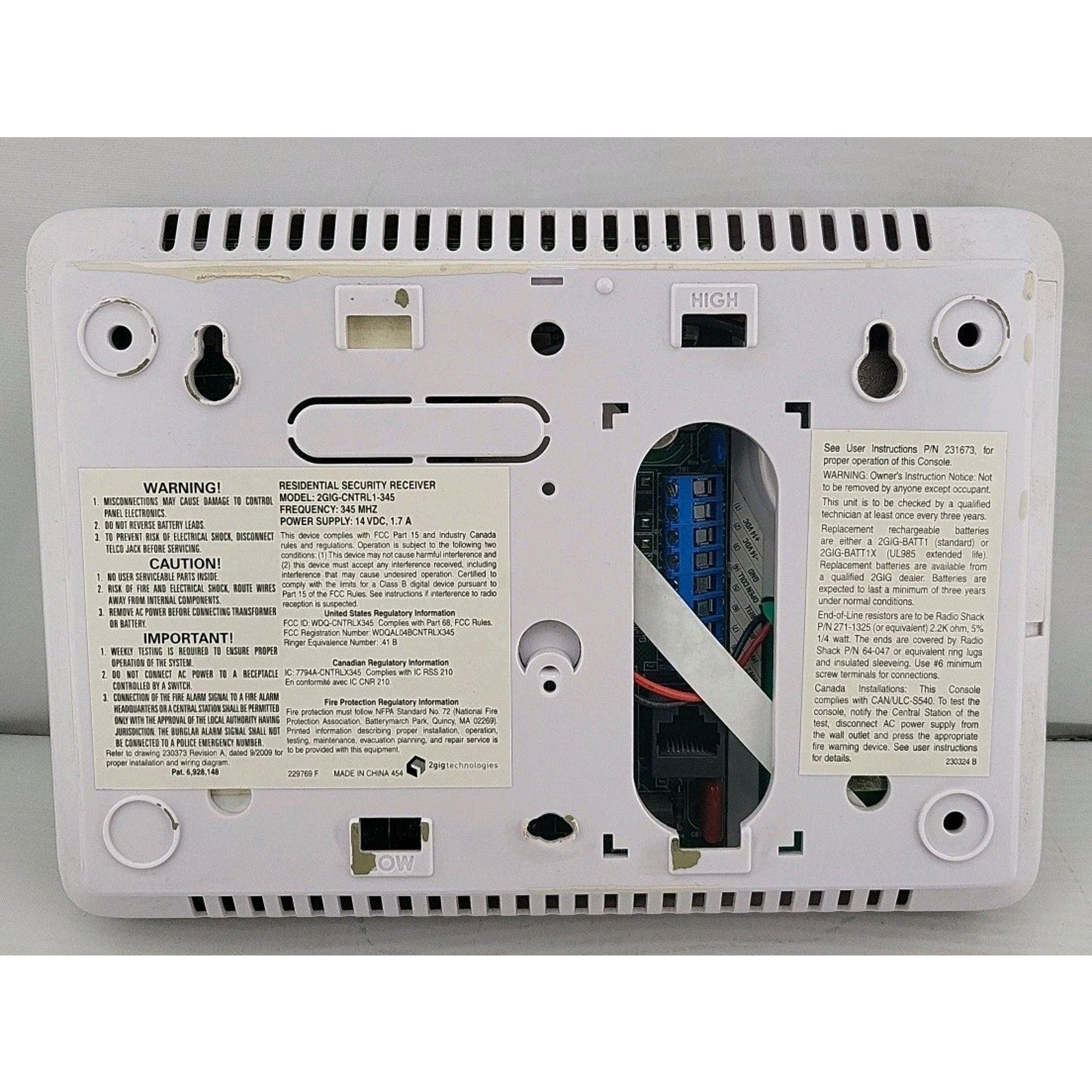 Vivint Residential Security Receiver 2G-CNTRL1-345
