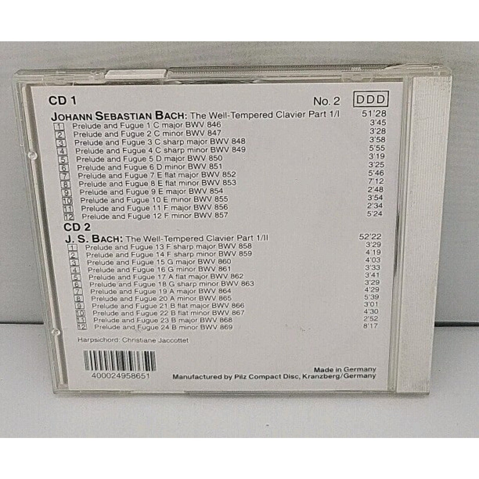 Johann Sebastian Bach: The Well-Tempered Clavier (2 CDs, Pilz, Germany)