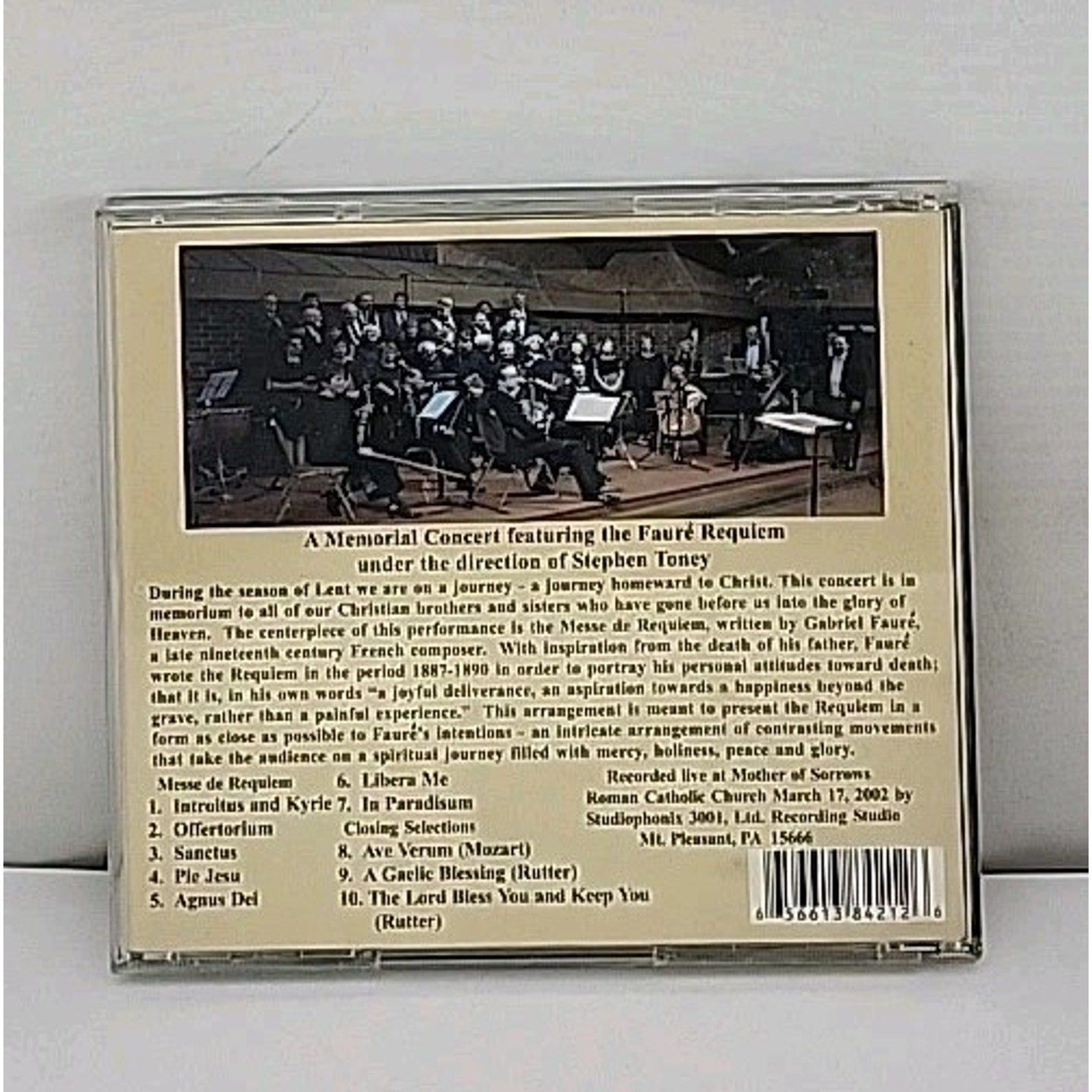 The Faure Requiem A Memorial Concert CD Mother Of Sorrows Roman Catholic Choir