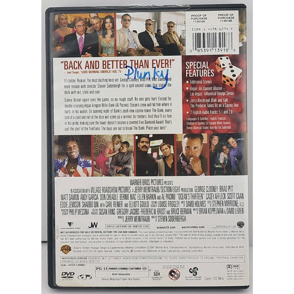 Ocean's Thirteen (DVD, 2007,Widescreen)