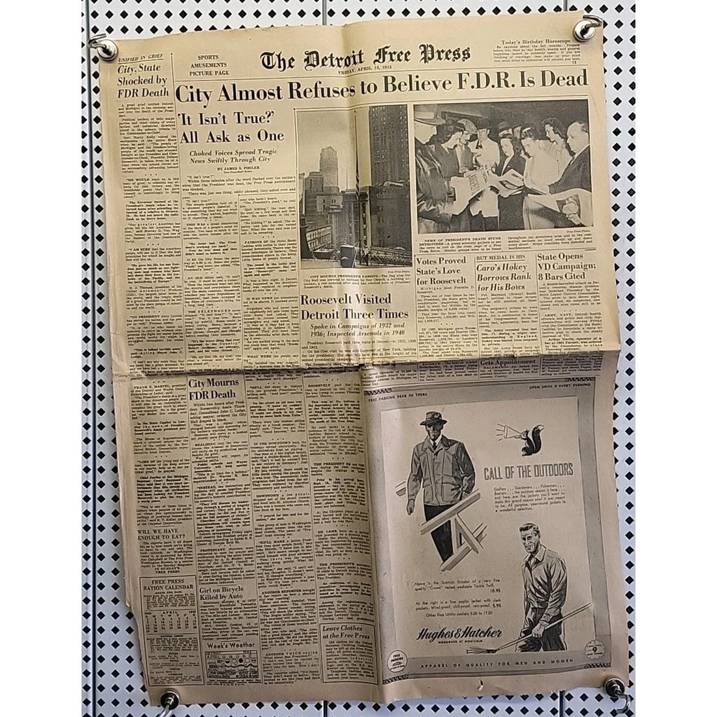 The Detroit Free Press Newspaper - April 13 1945