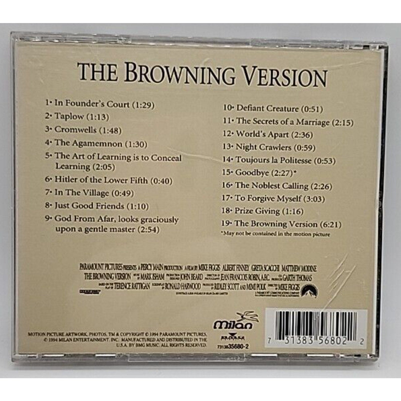 The Browning Version by Original Soundtrack (CD, Oct-1994, Milan)