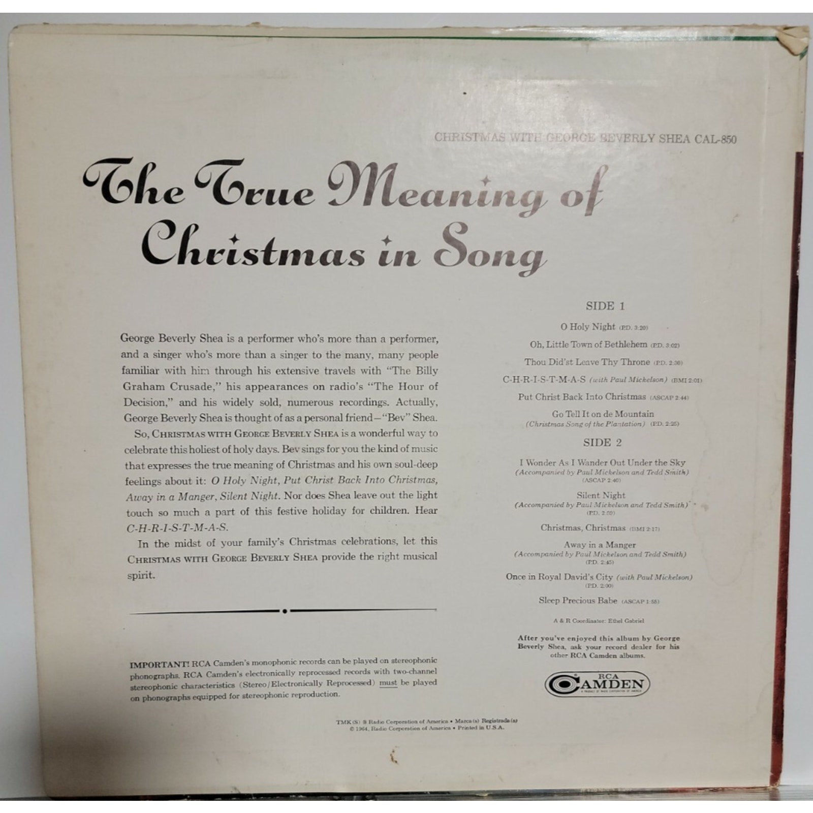 George Beverly Shea – Christmas With George Beverly Shea (Vinyl)