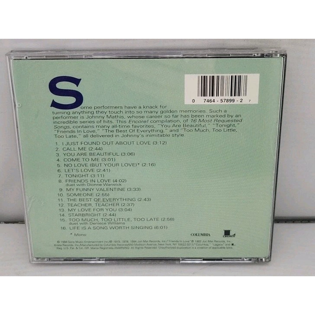 Encore! 16 Most Requested Song by Johnny Mathis (CD, 1994)