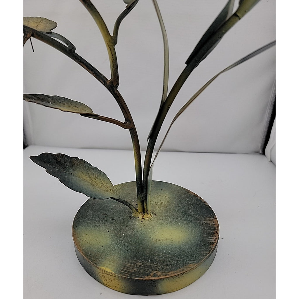 Amber Flower Candle Holder Approx 15" Tall Orange Leaf