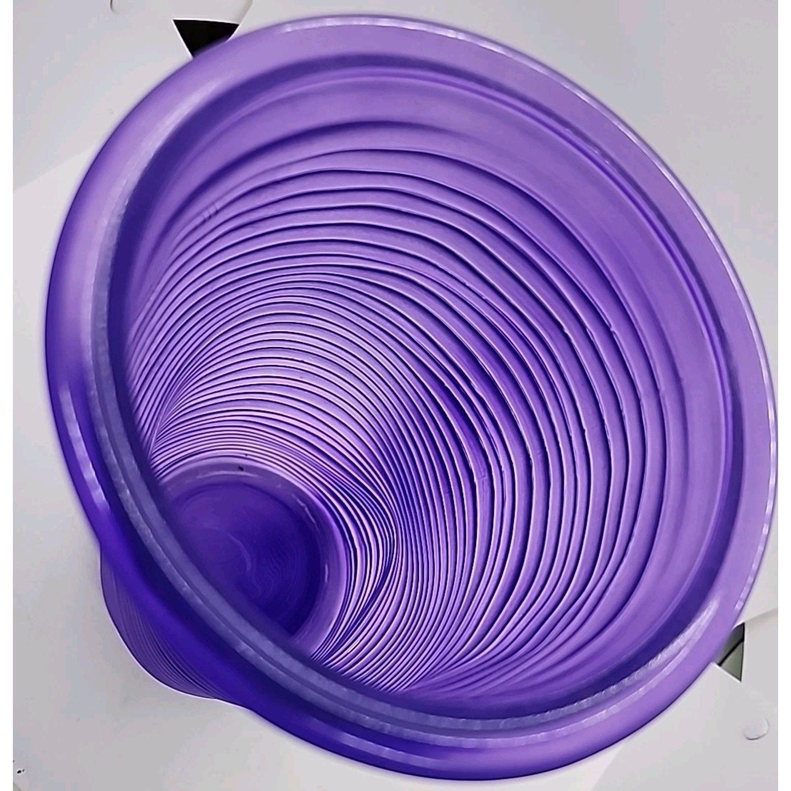 Frosted Purple Vintage Horizontal Wavy Line Glass Flower Bouquet Wide Mouth Vase