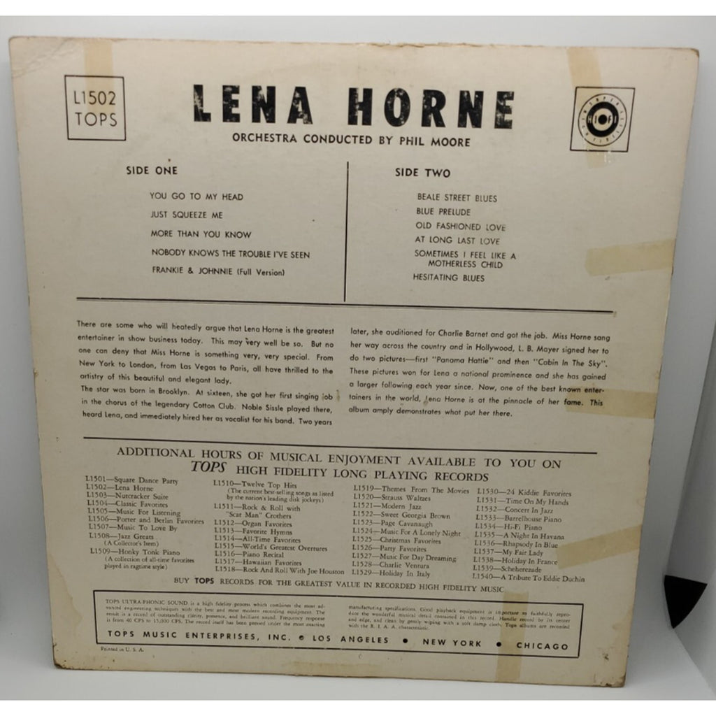 Lena Horne- Tops Records-L 1502-1958