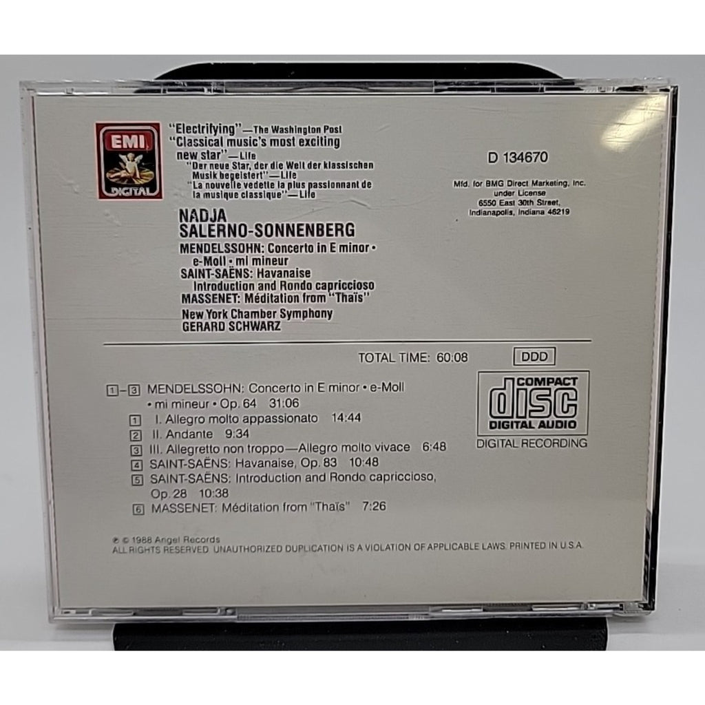 Nadja Salerno-Sonnenberg - Mendelssohn, Saint-Saëns, Massenet (CD)