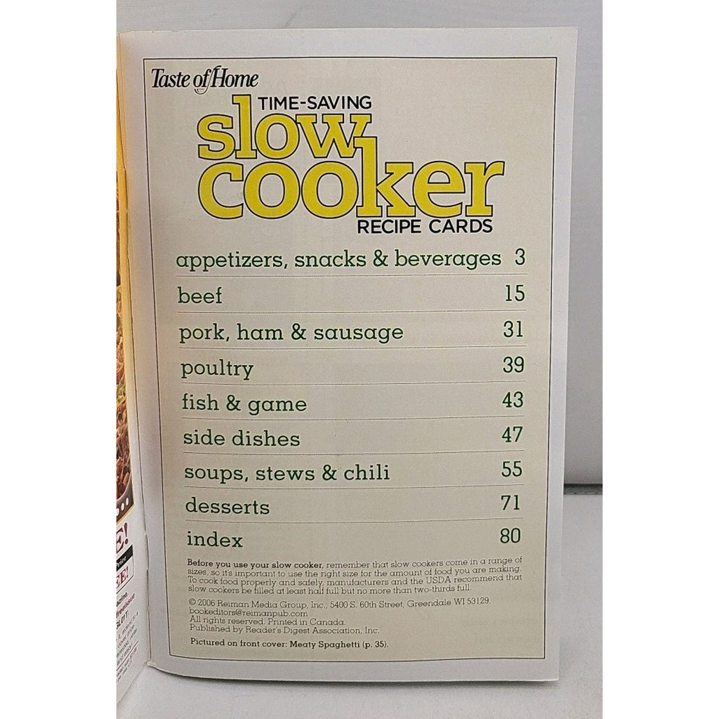 Taste Of Home Slow Cooker 76 Family Classics 2006 Recipe Book