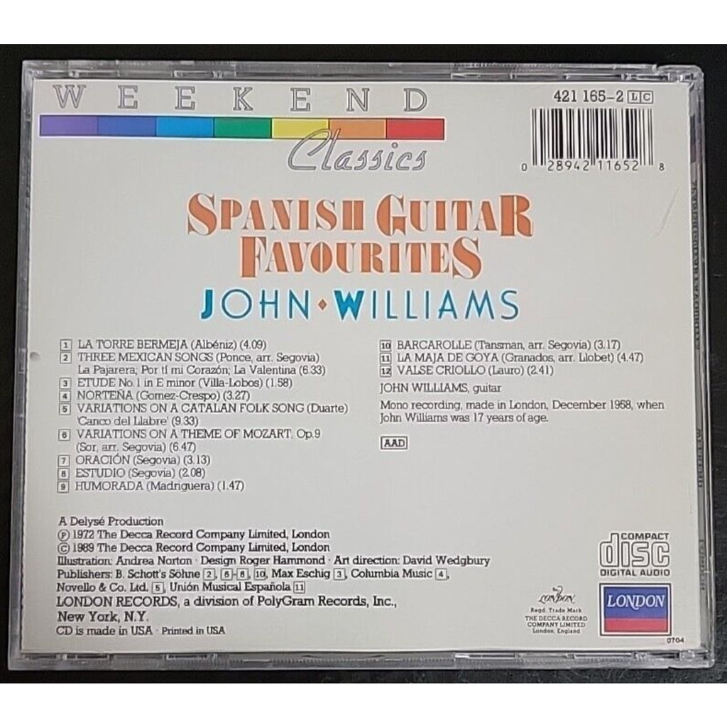 Spanish Guitar Favourites by John Williams (CD, 1989, London Records)