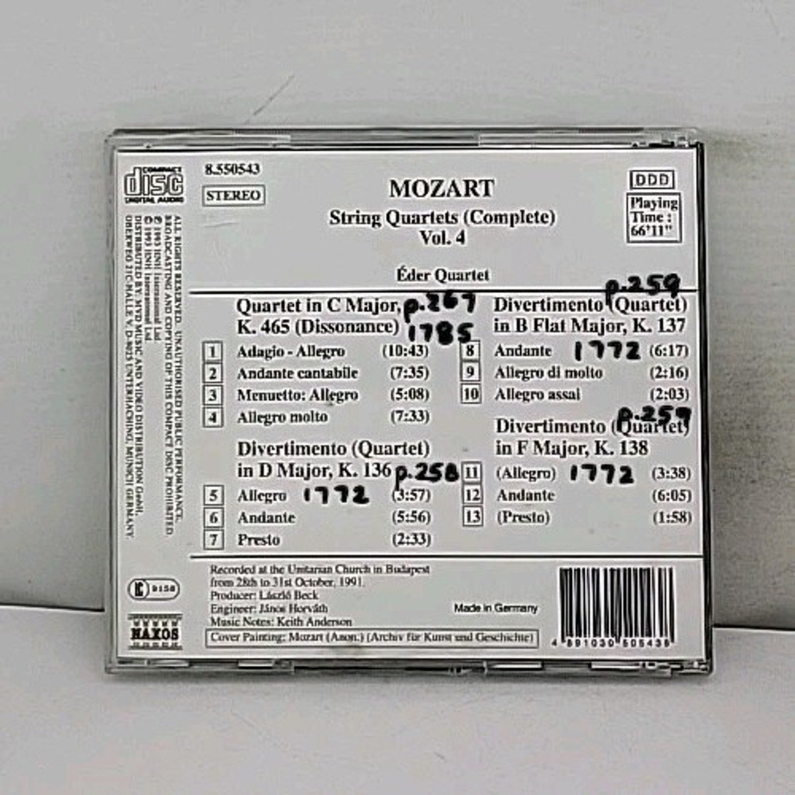 Mozart: String Quartets Complete Vol 4 / Éder Quartet by János Selmeczy (CD,...