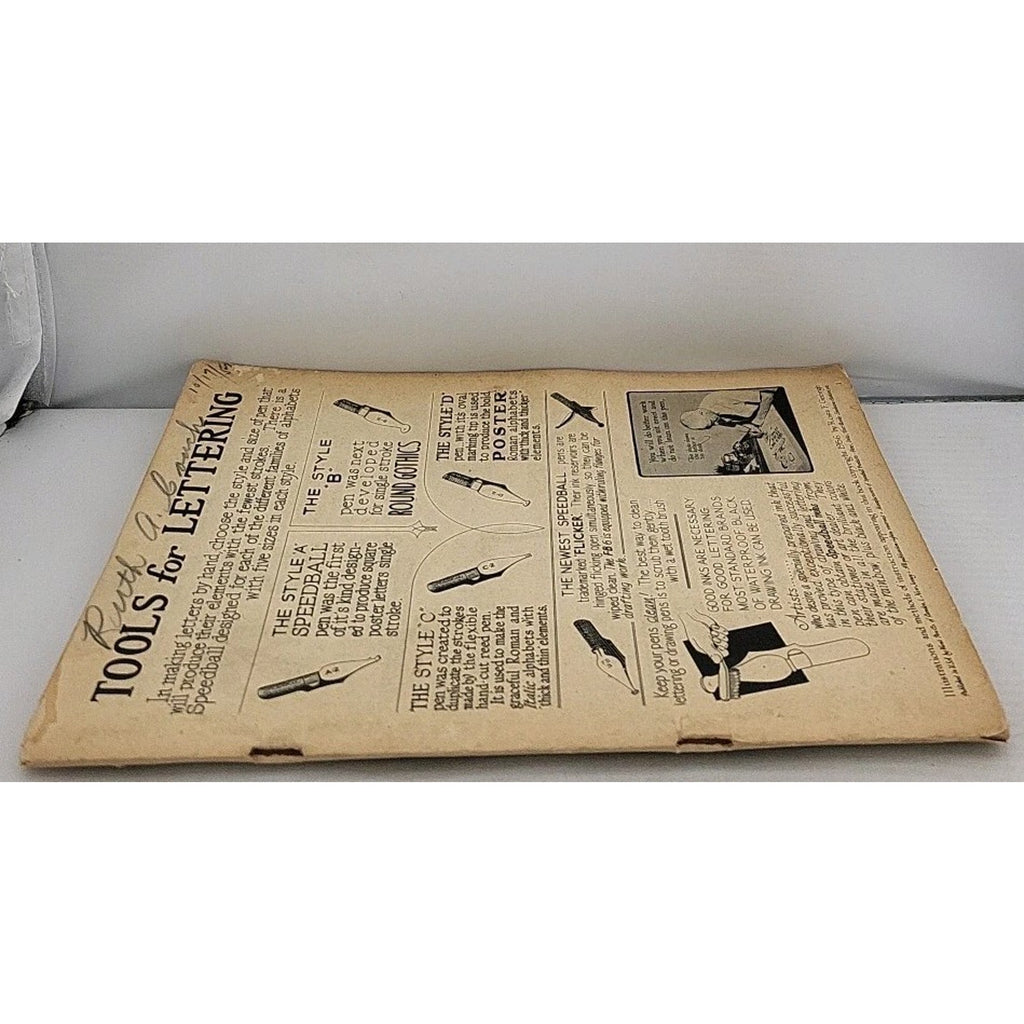 Speedball Tools For Lettering Published by Hunt Pen Co. of Camden, 1956 Book