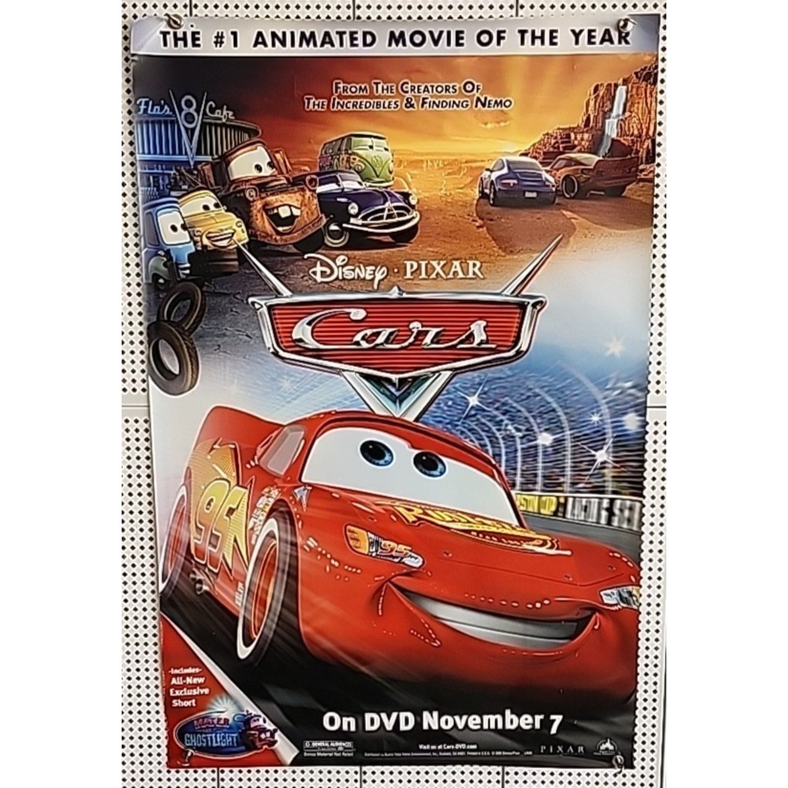 Cars Movie Poster On DVD PROMO 27x40