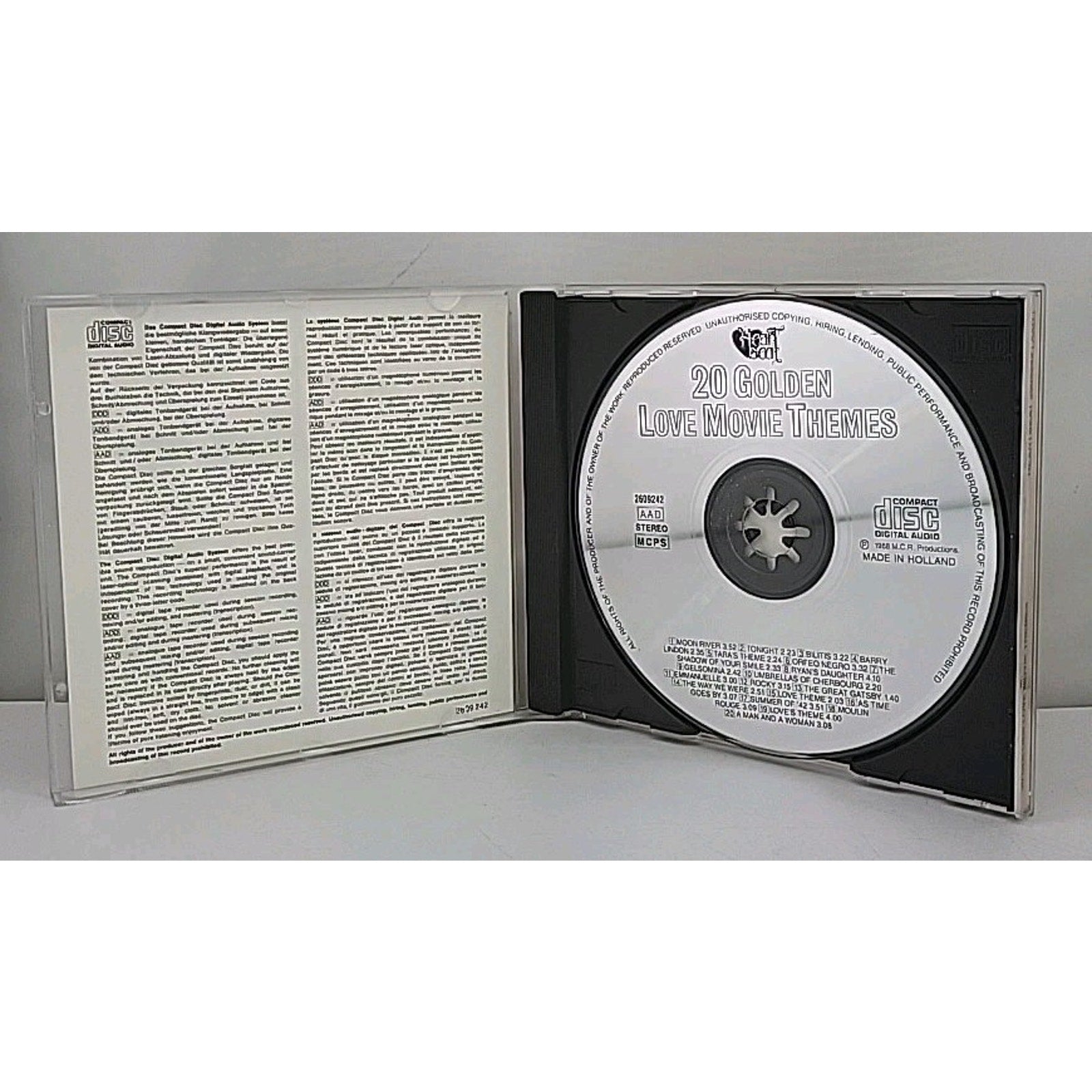 20 Golden Love Movie Themes CD 1997 Moon River Tonight Bilitis Emmanuelle