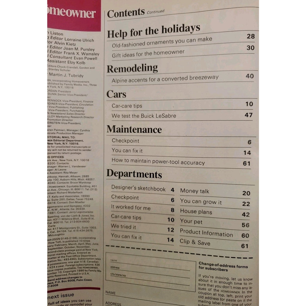 The Homeowner December 1986 Magazine