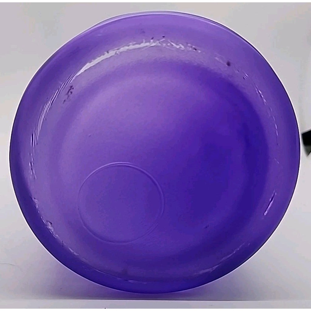 Frosted Purple Vintage Horizontal Wavy Line Glass Flower Bouquet Wide Mouth Vase