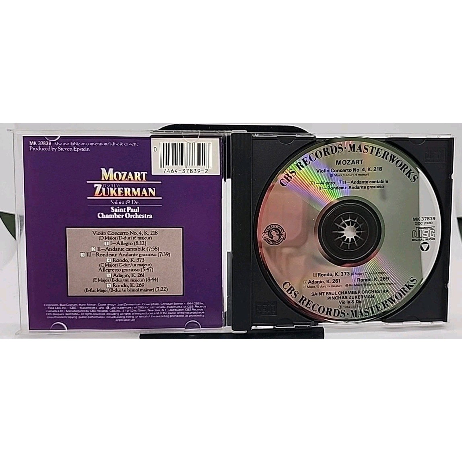 Mozart Violin Concerto No. 4 K.218 in D Major - Zukerman - CD - MK37839