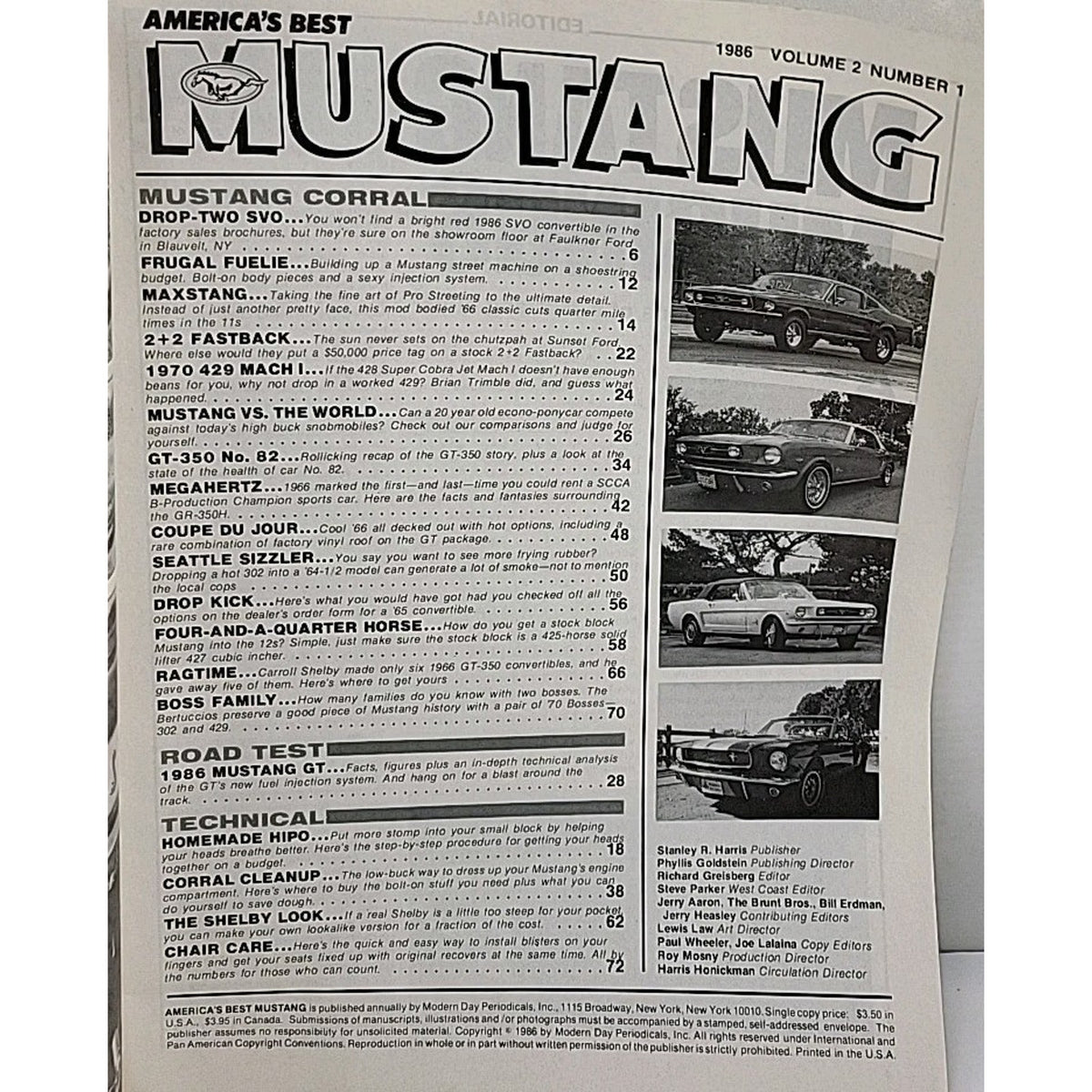 America's Best Mustang Magazine Volume 2 Number 1 1986
