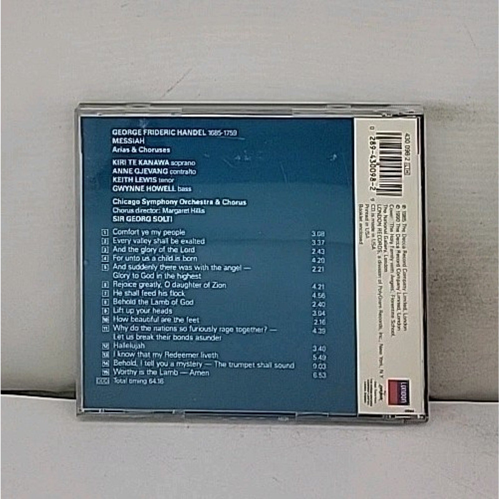 Messiah Arias & Choruses by Handel / Solti (CD, 1991)