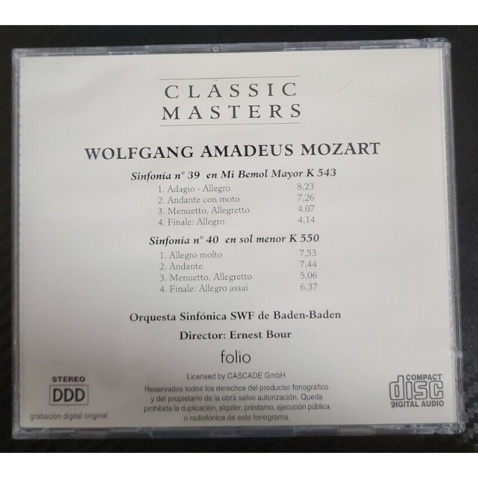 Classic Masters Wolfgang Amadeus Mozart CD