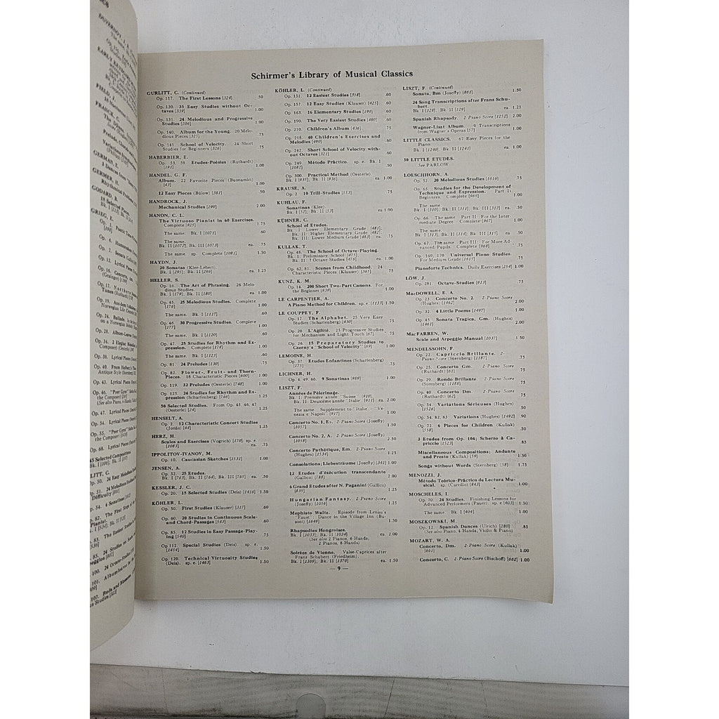 Schirmer's Mail Order Catalog