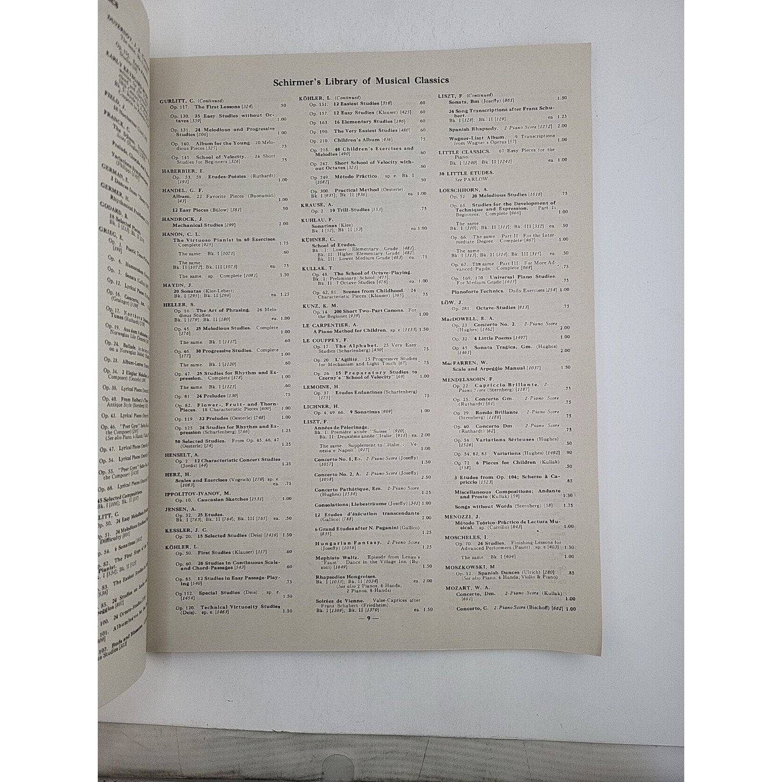 Schirmer's Mail Order Catalog