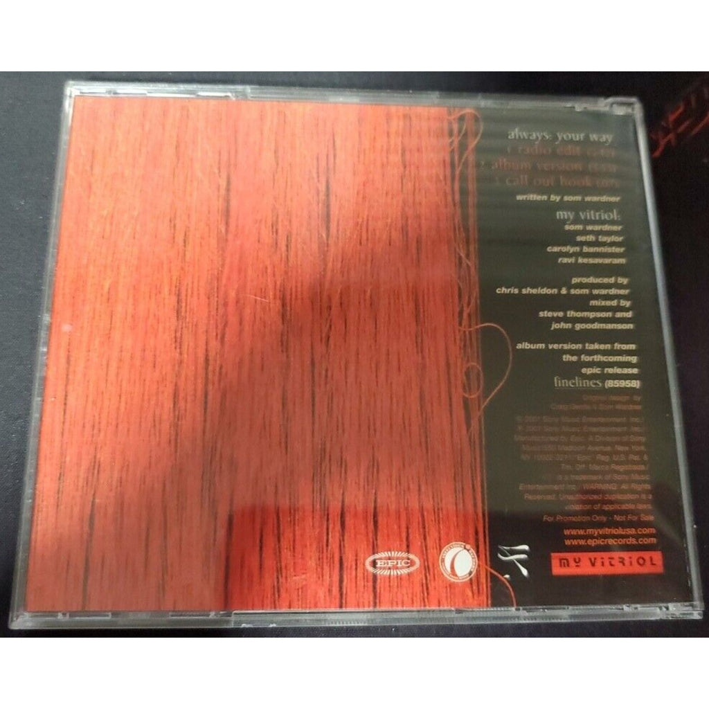 My Vitriol - Always Your Way CD - 2001 Alternative Rock Promo Single