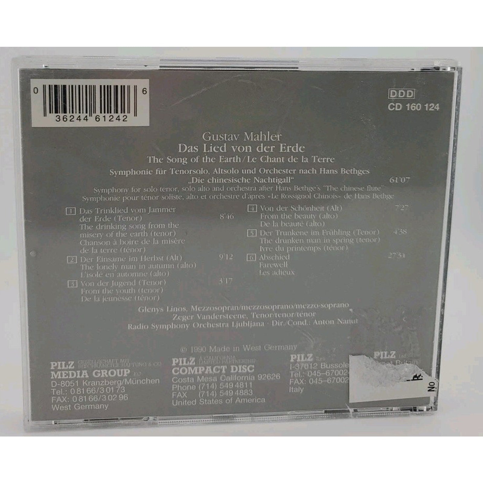 Vienna Master Series Das Lied Von Der Erde CD 1990-05-28 - Pilz Music