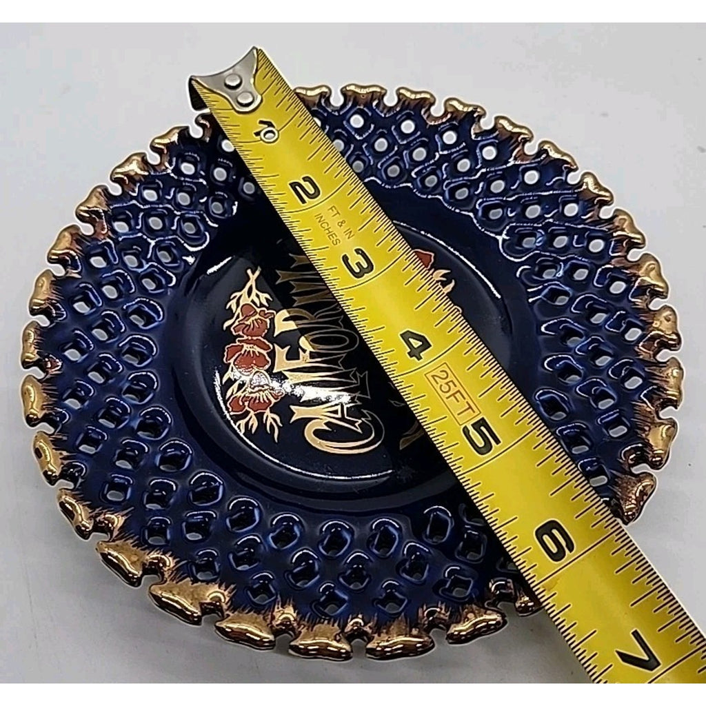 California Reticulated Cobalt Blue Floral Plate
