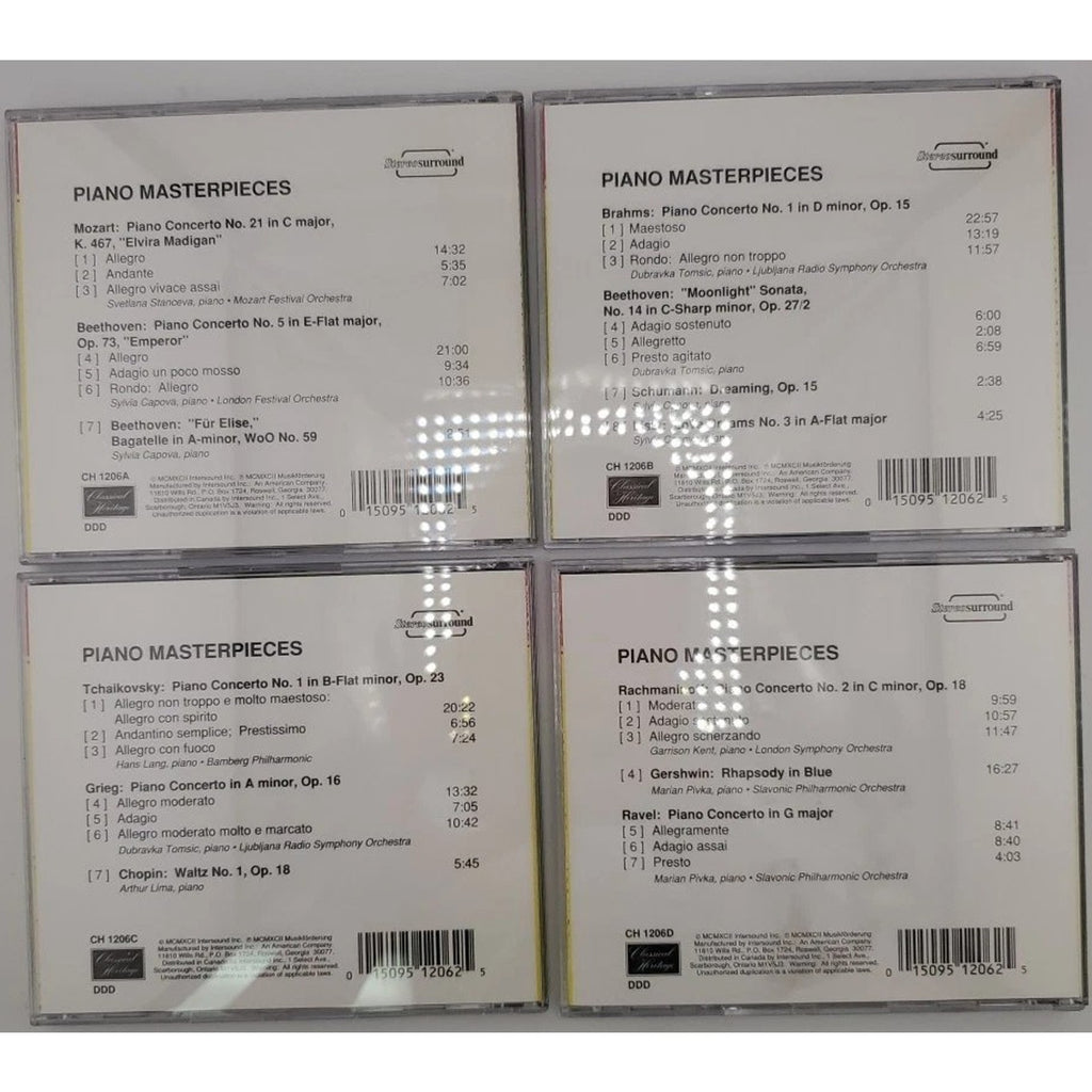 Lot Of 4 Piano Masterpieces by Various (CD, 1992, Classical Heritage)