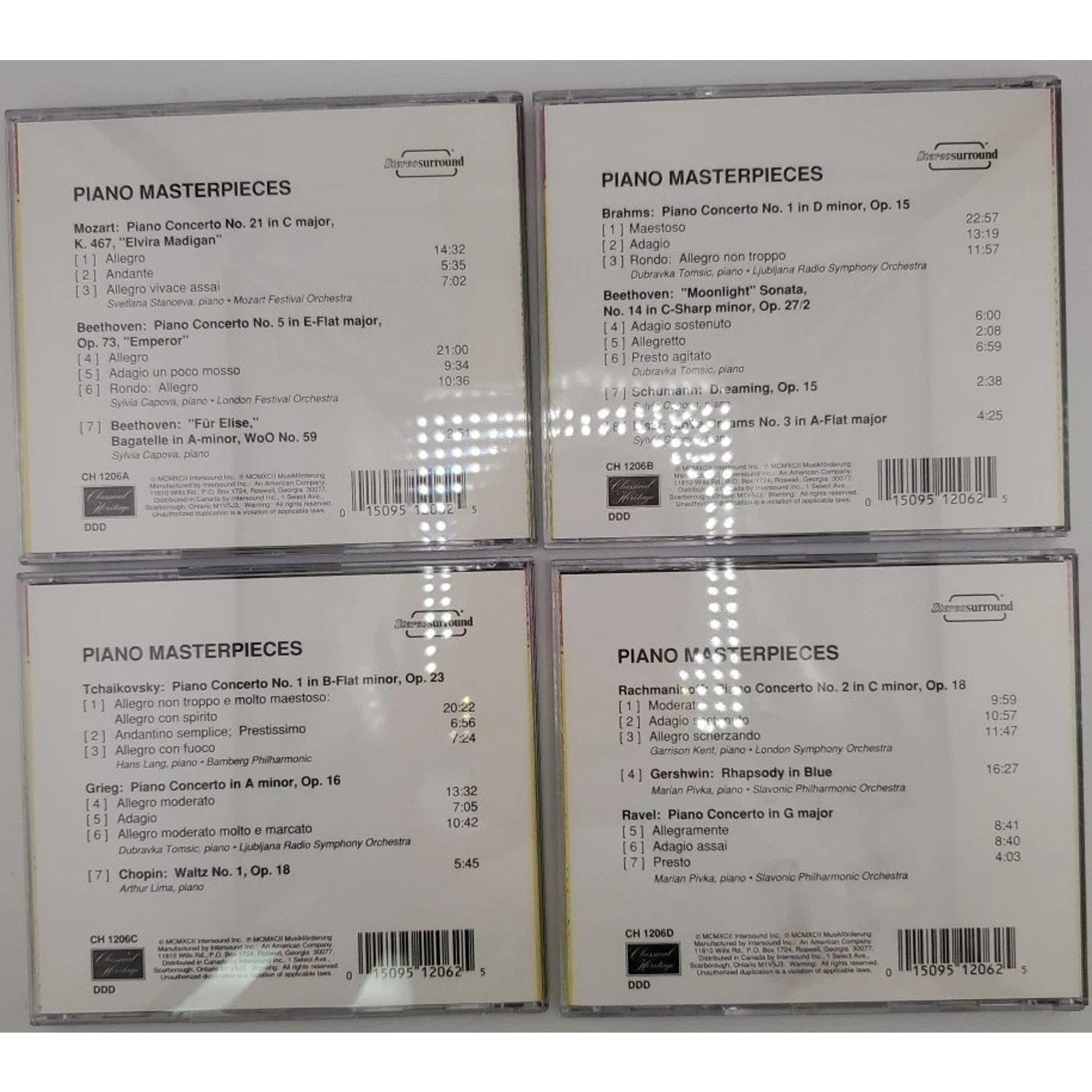 Lot Of 4 Piano Masterpieces by Various (CD, 1992, Classical Heritage)