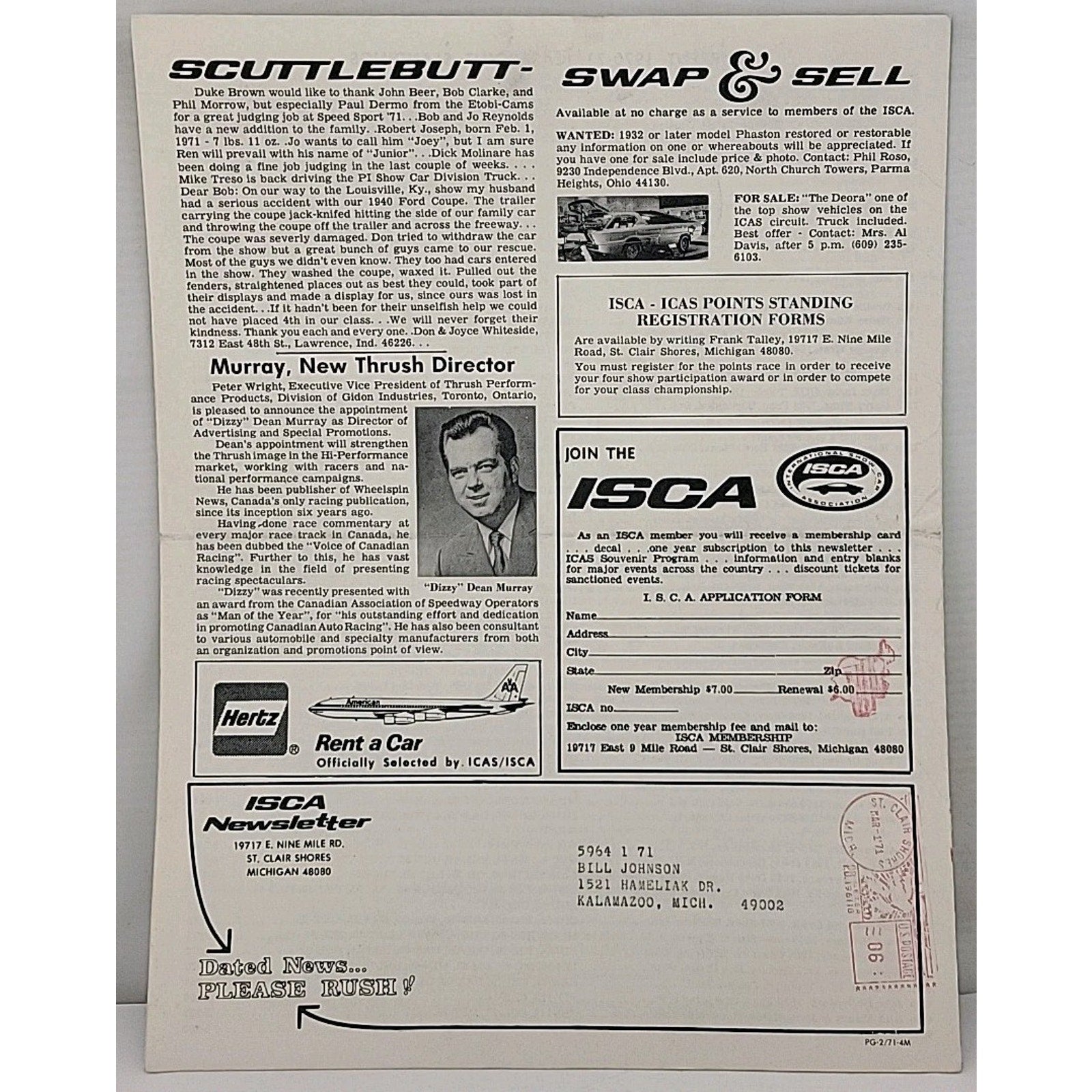 ISCA Newsletter March 1971 Volume XI Number 7