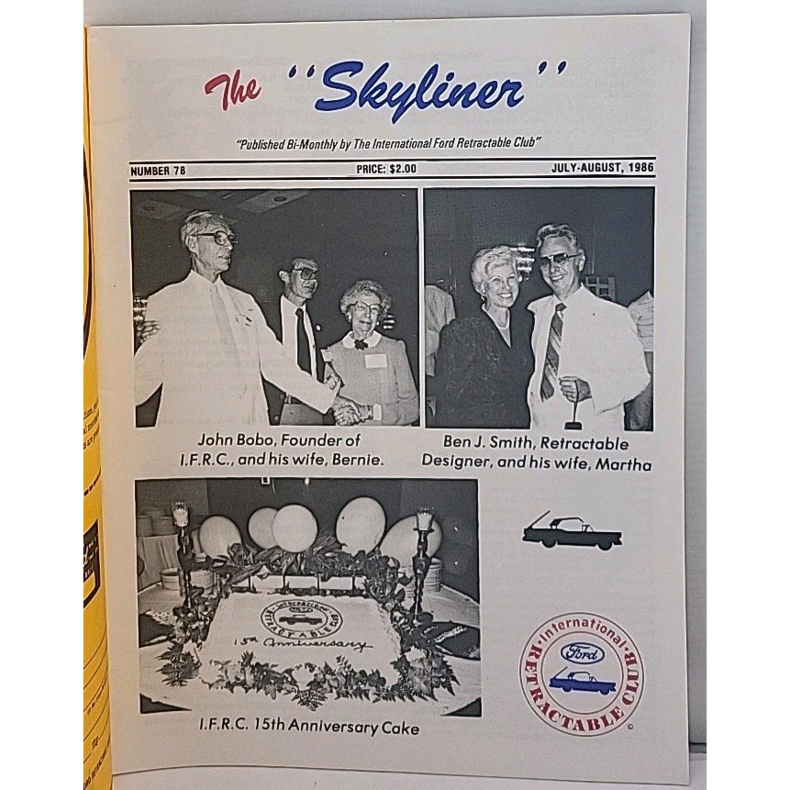 The Skyliner - International Retractable Club - July-August 1986 Number 78
