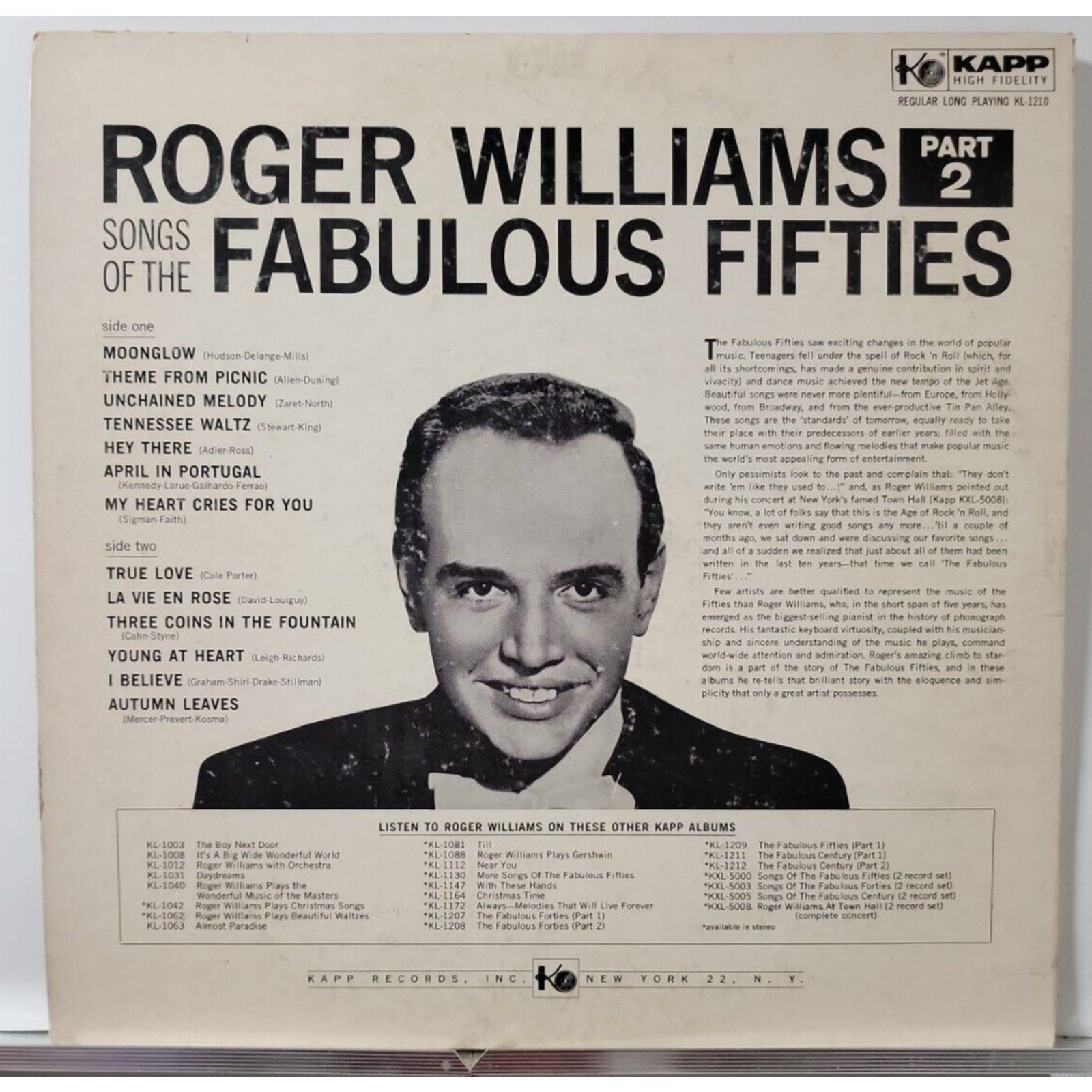 Roger Williams – Songs Of The Fabulous Fifties (Record)