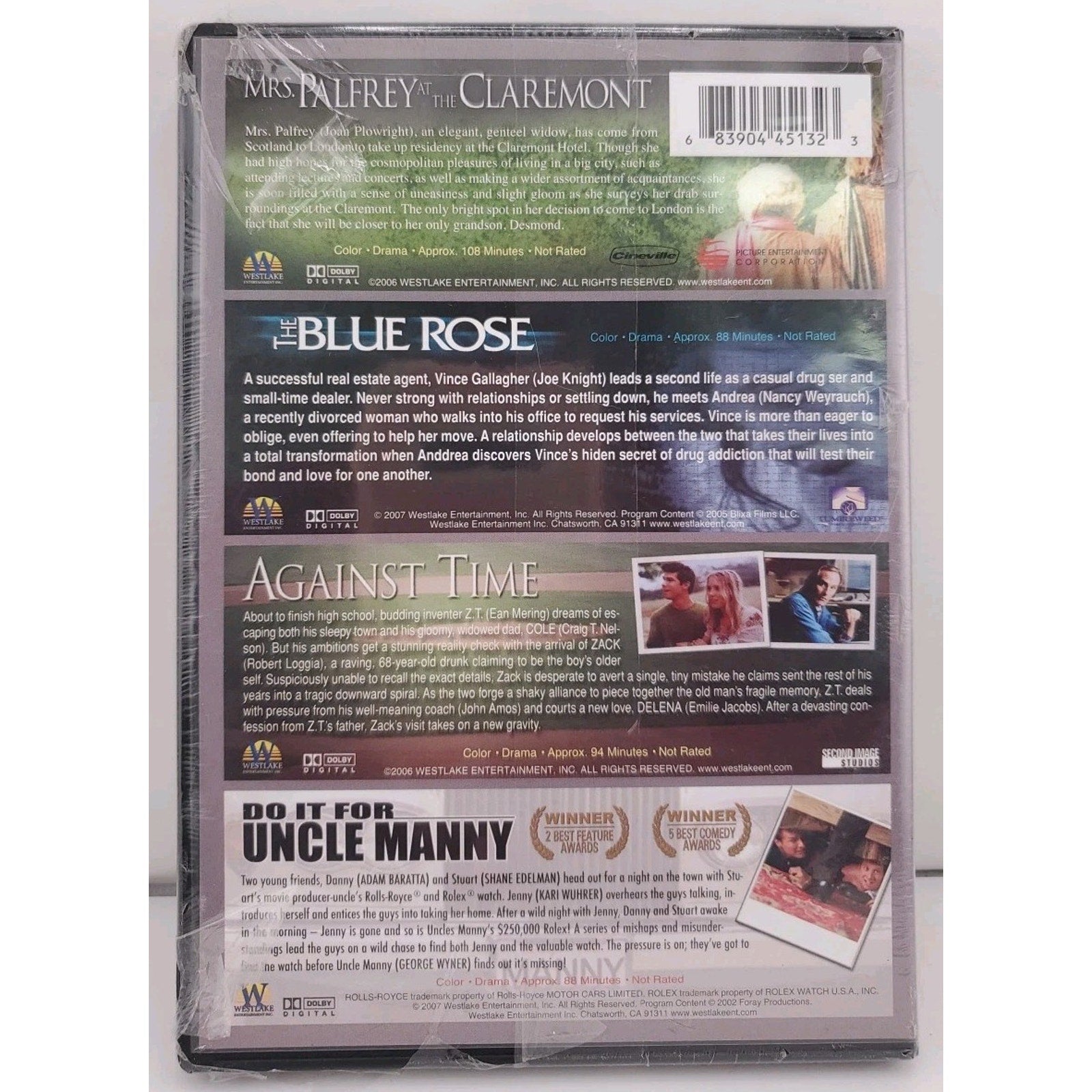4 Movie DVD Pack Mrs. Palfrey/Blue Rose/Against Time/Uncle Manny *Brand New*