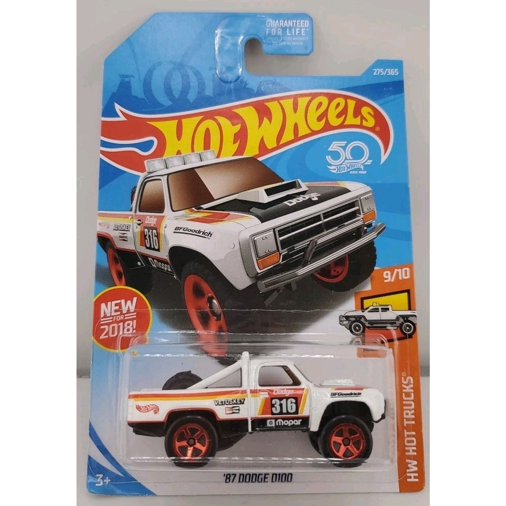 Hot Wheels '87 Dodge D100 HW Hot Trucks White