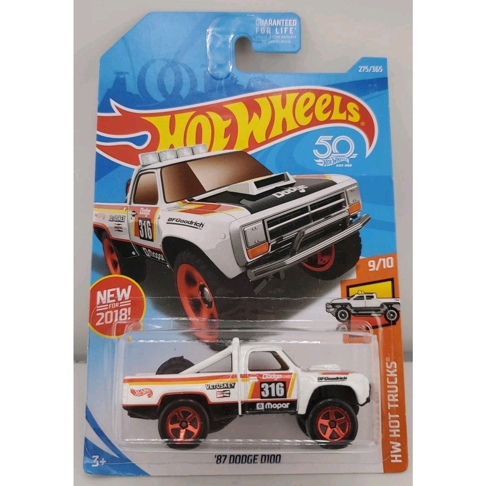 Hot Wheels '87 Dodge D100 HW Hot Trucks White