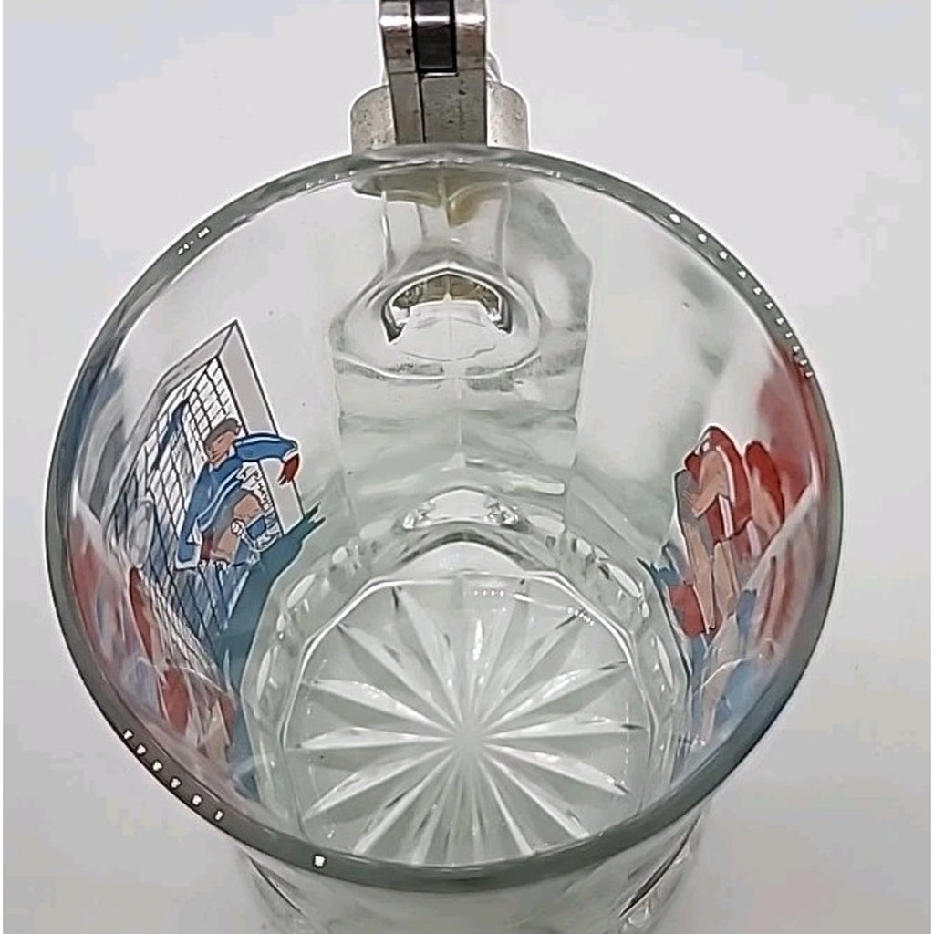 Vintage Beer Mug Beer Seidel Football 60's 50's Beer Mug Glass Tin