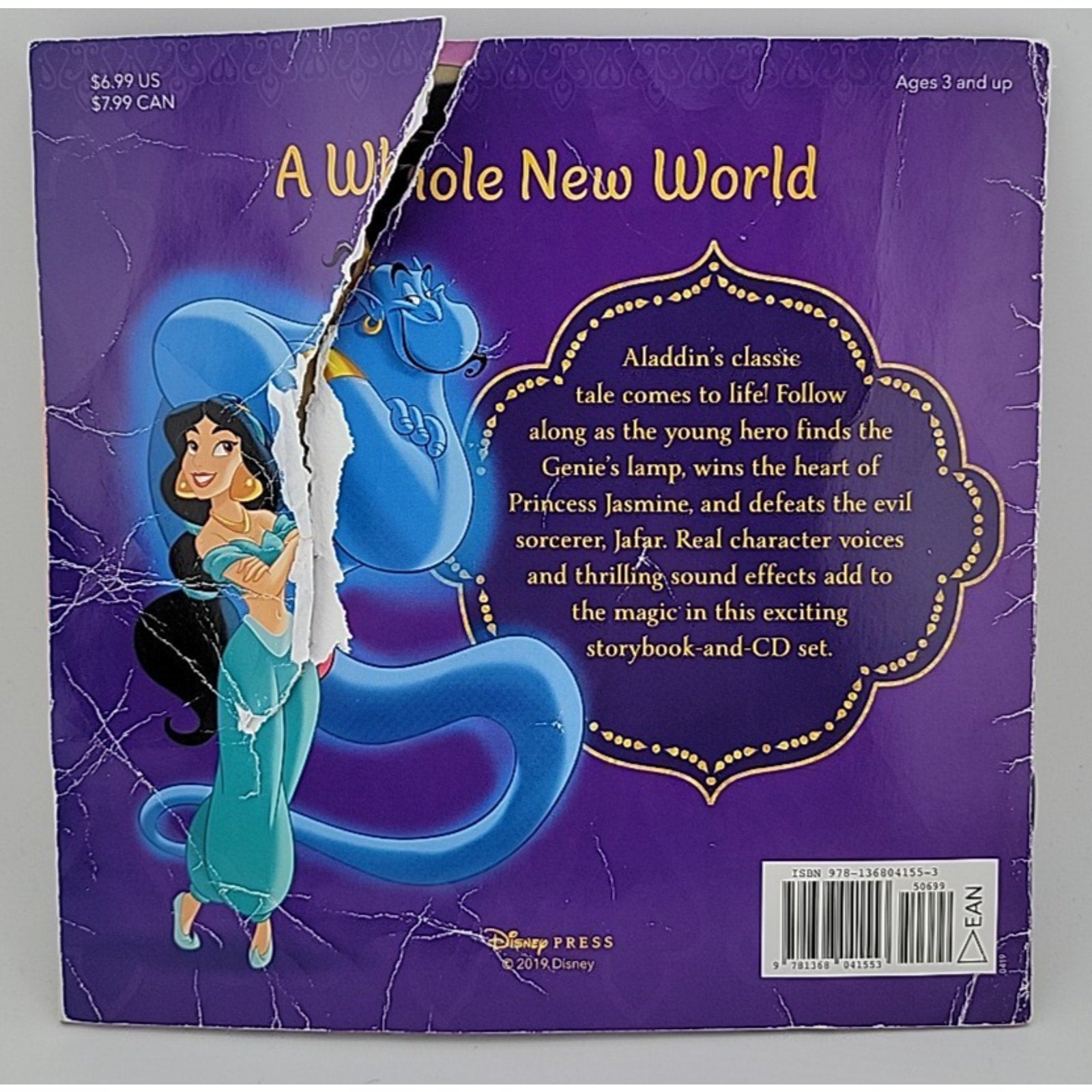 Aladdin Read-Along Storybook by Disney Books (2019, Trade Paperback) *NO CD*