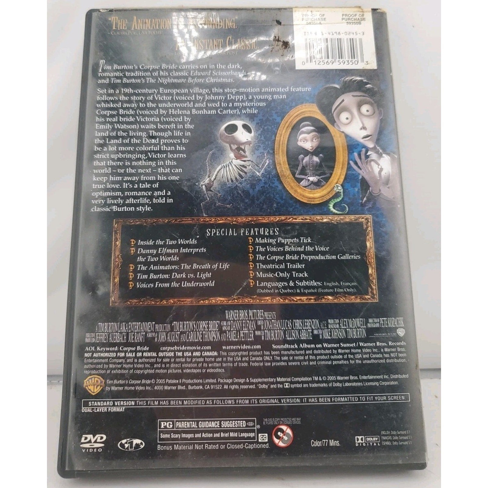 Tim Burtons Corpse Bride (DVD, 2006, Full Frame)