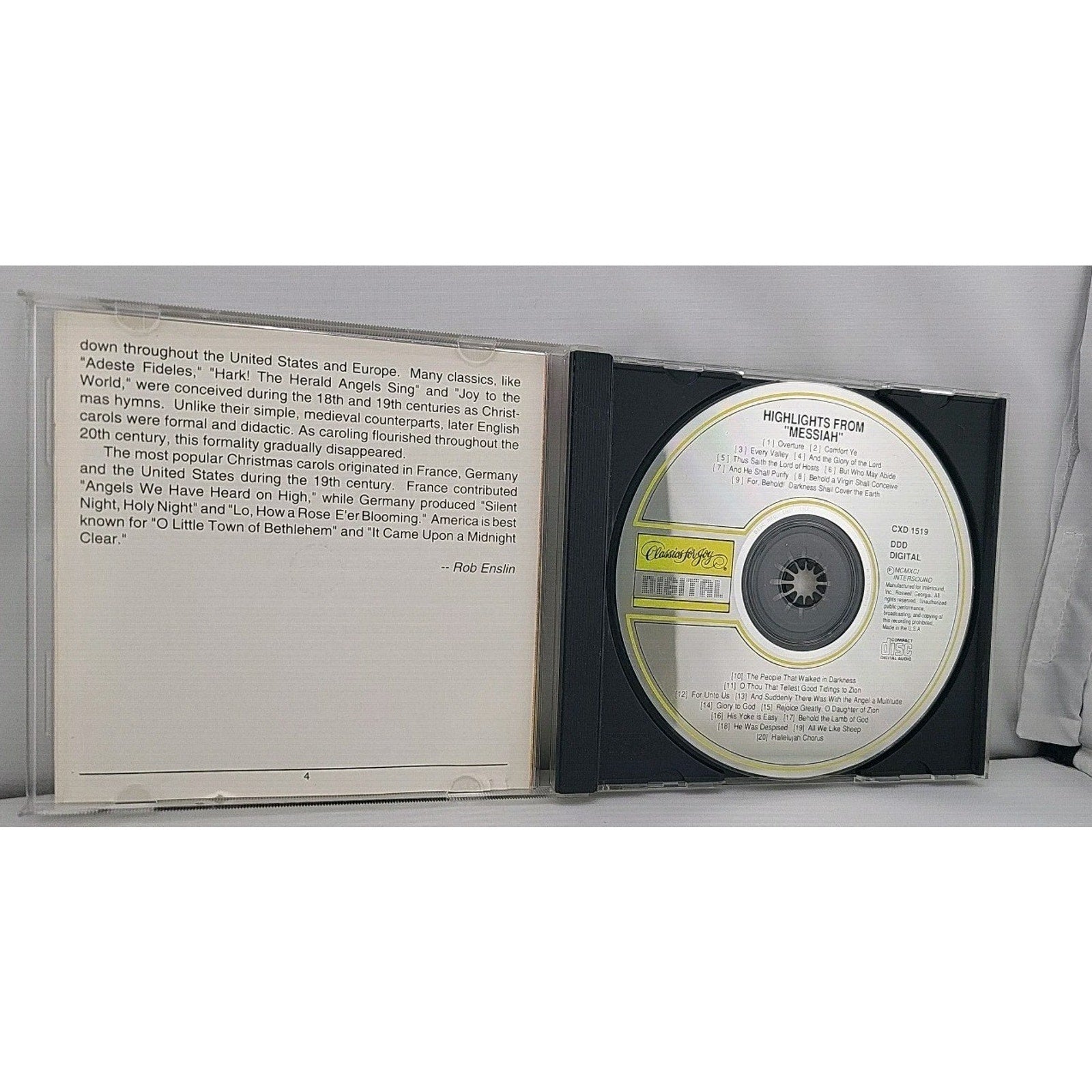 Messiah Highlights Classics for Joy Christmas Carols Audio Music CD